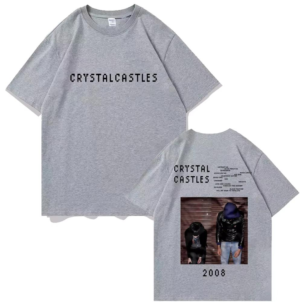 Crystal Castles Double Sided Printed T Shirts Men Women Hip Hop Rock Oversized Tshirts Male Gothic T Shirt Mens Vintage Tshirt