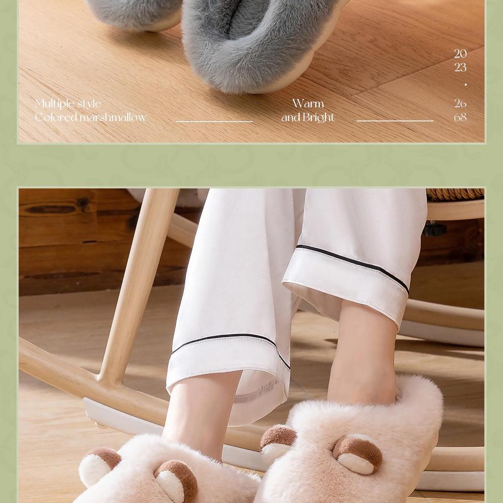Winter Cartoon Cotton Slippers: Warm, Anti-slip Indoor Shoes for Men & Women with Plush Velvet.