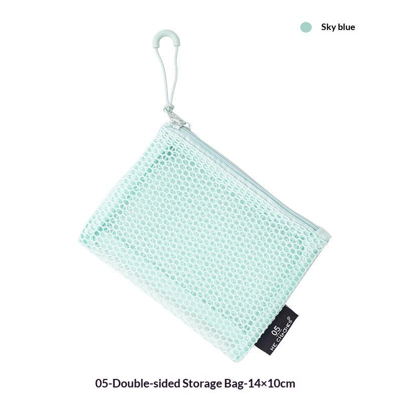 Breathable Mesh Cosmetic Storage Pouch Smooth Zipper Portable Makeup Organizer for Student Dorm Travel Use