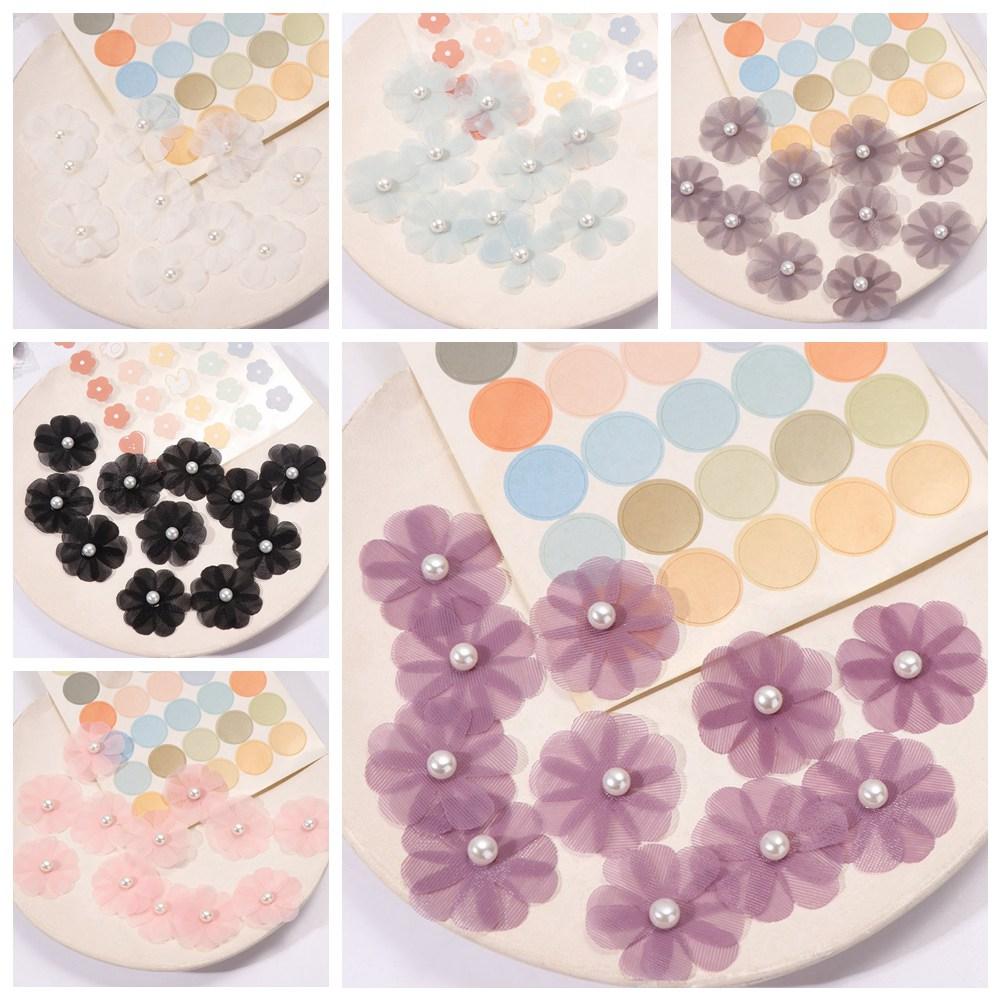 10pcs Cored Flowers Clothing Applique Pearl Stamens Clothing Patch Dress Decoration