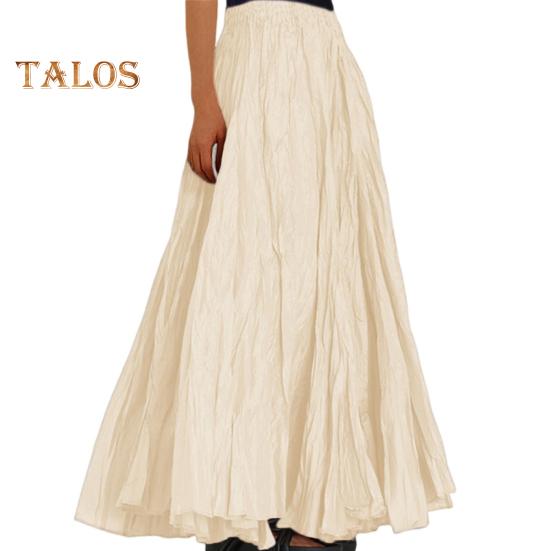 

Женская юбка, эластичная, с высокой талией, плиссированная макси-юбка, однотонная, трапециевидная, длиной до щиколотки, с большим подолом, длинная юбка, одежда для работы и отдыха M абрикосовый