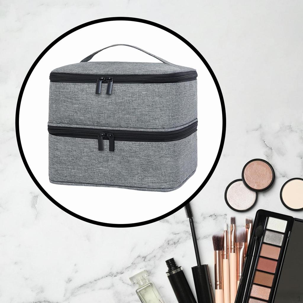 2 Tier Nail Polish Storage Bag with Dividers, Holds 30 Bottles, for Supplies Women