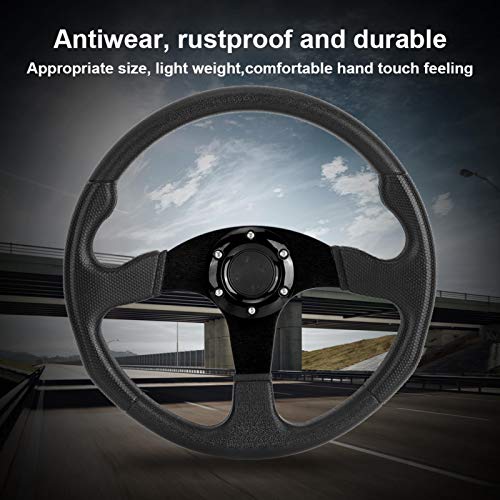 Qiilu Universal Racing Car Sports Steering Wheel Deep Dish 6-Bolt 06 (Deep Dish) - 350mm (13.78 inches) Modified Accessories (Black)