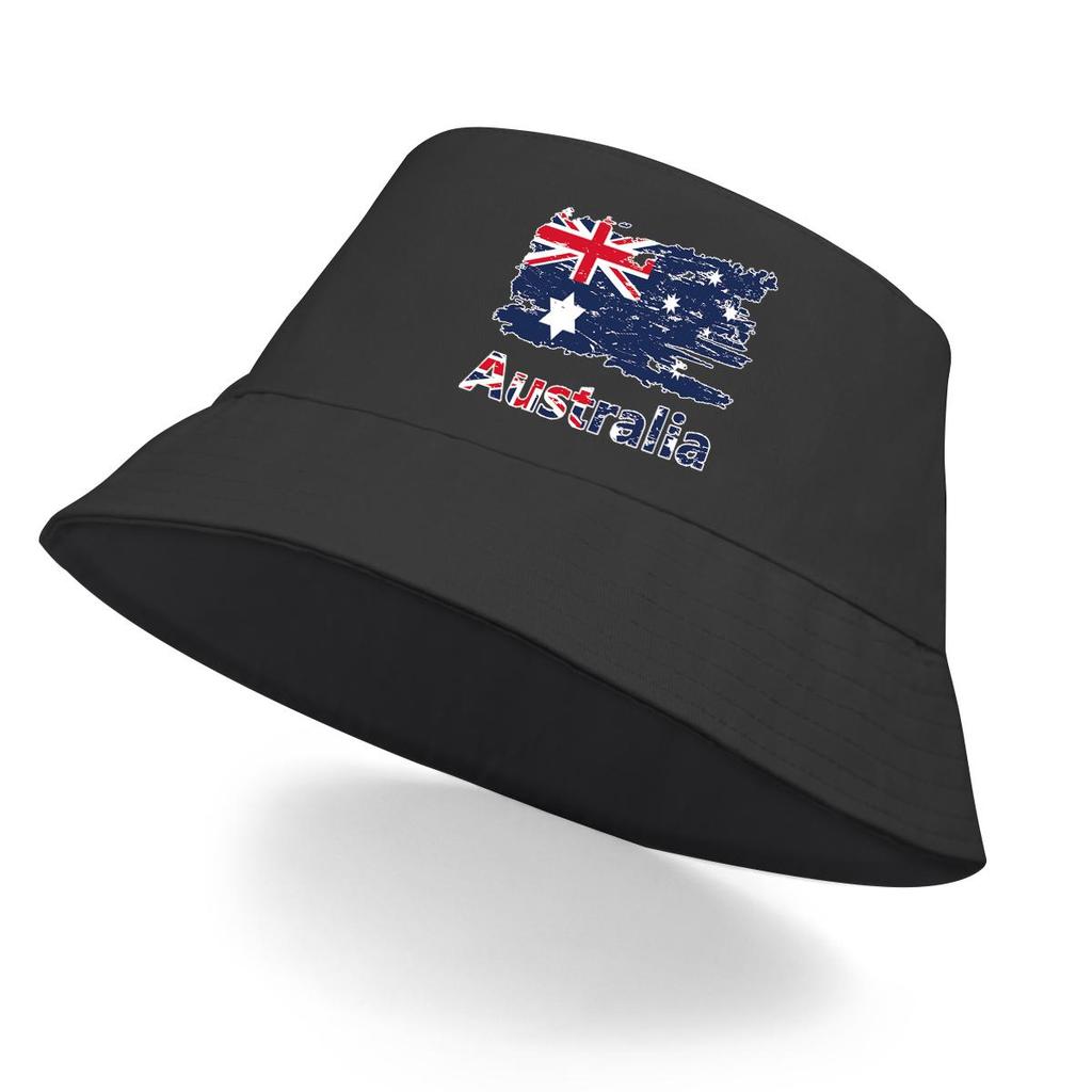 Bucket Hat With Australian Federal Flag Print , Commonwealth Blue Ensign Fisherman Cap Lightweight Casual Solid Color Fishing Hat