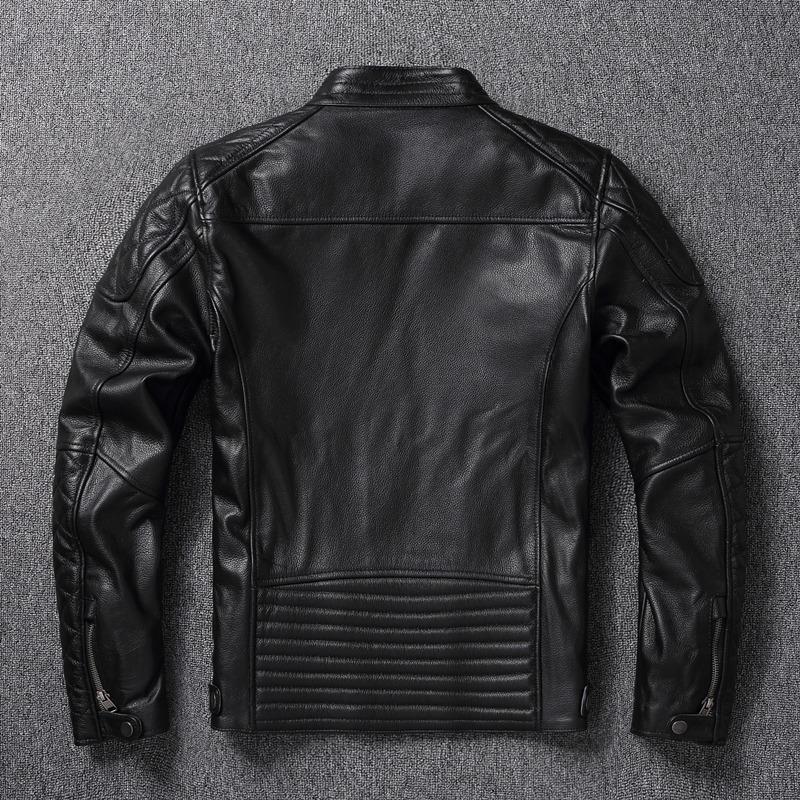 Chinese Size Men Leather Jacket Genine Cowhide Leather Motorcycle Style Cow Jackets for Men Autumn