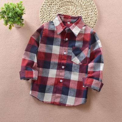 Spring 2025 Boys' Long Sleeve Plaid Korean Style Casual Shirt for Inner and Outer Wear