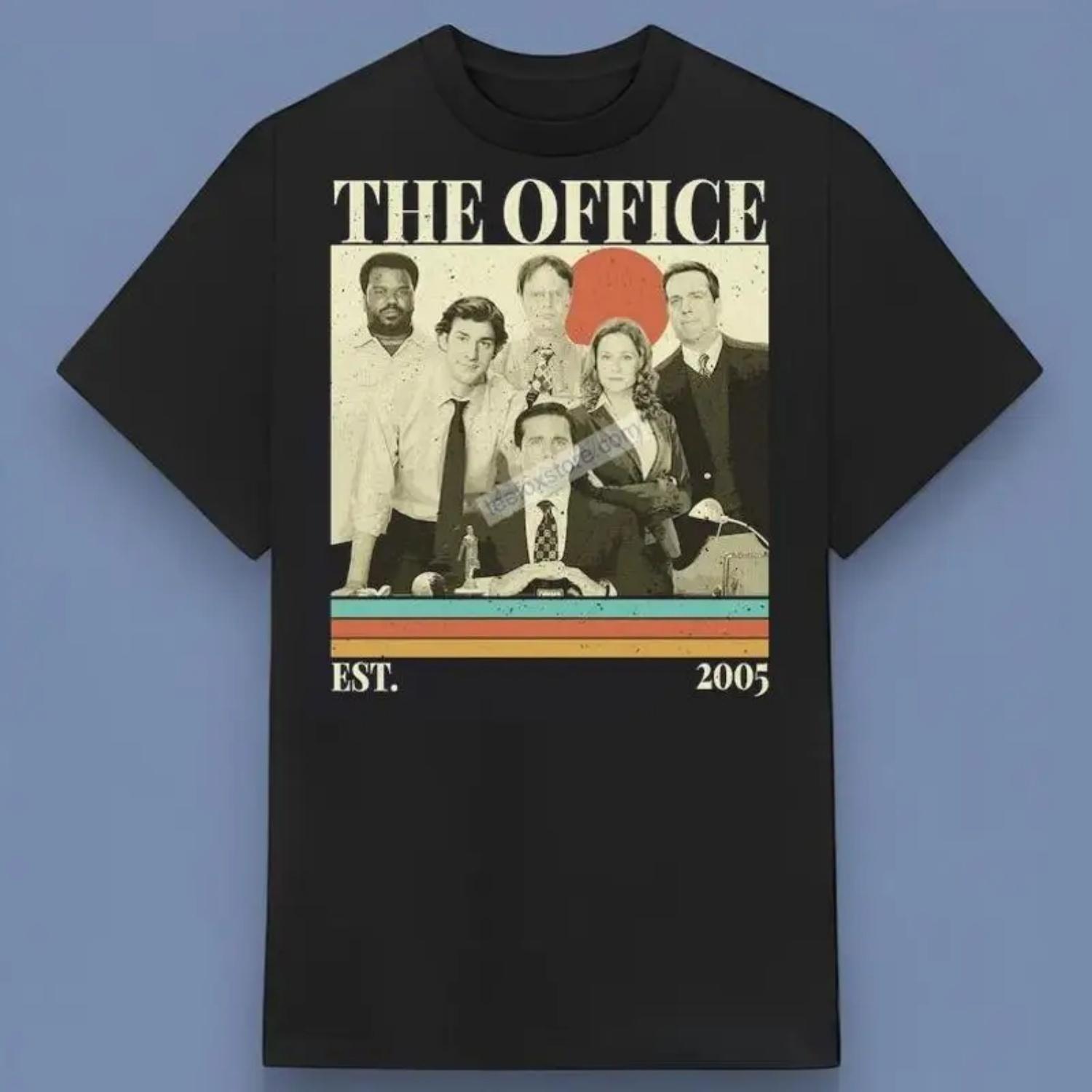 

High Quality Print The Office Movie Characters Est 2005 Vintage T Shirt For S чёрный