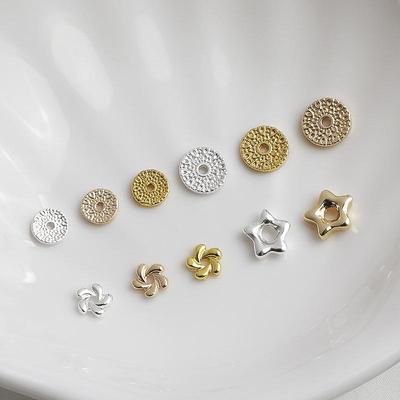 14K Gold Plated Colorfast Lotus and Star Spacer Beads for DIY Bracelets