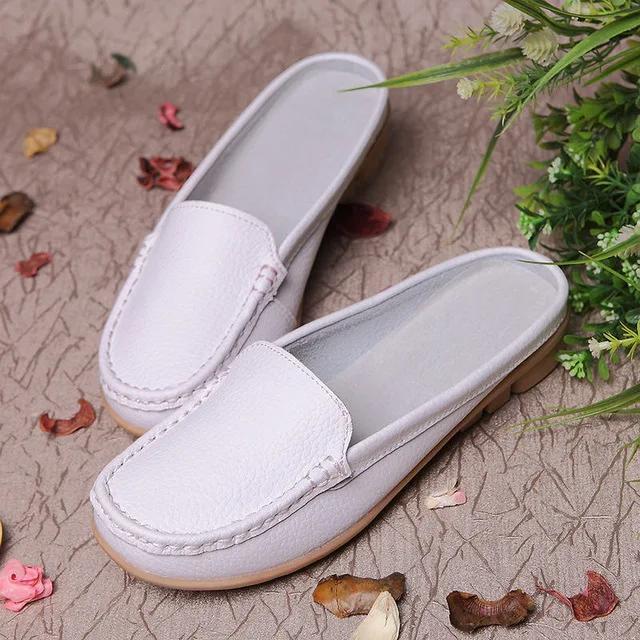 

Shoes Casual Genuine Leather Moccasins Ladies Driving Ballet Shoe Woman Loafers Female Flats Mother Footwear 42 білий