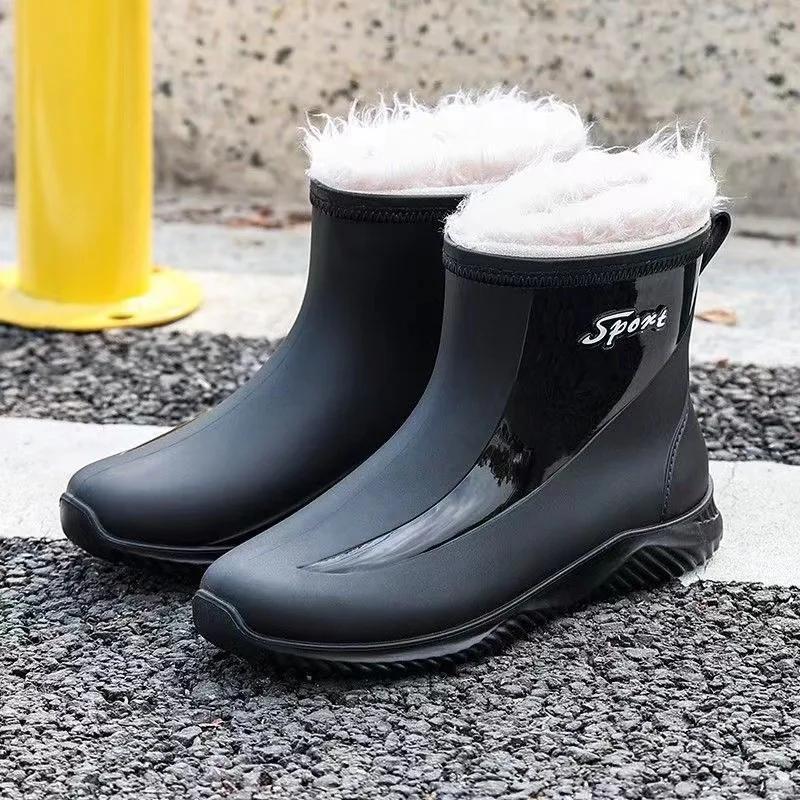 Waterproof Non Slip Wear-resistant Trendy Large Size Rain Boots for Men Casual Comfortable Chef Fishing Working Outdoor Footwear