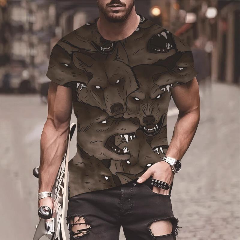 Men's T-shirt Creative Personality Skull 3D Digital Printing Short Sleeve Round Neck T-shirt