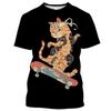 Uomo Donna Top Samurai Cartoon Animal 3D Printing Tees T-shirt streetwear a maniche corte fresca stile Harajuku divertente quotidiana