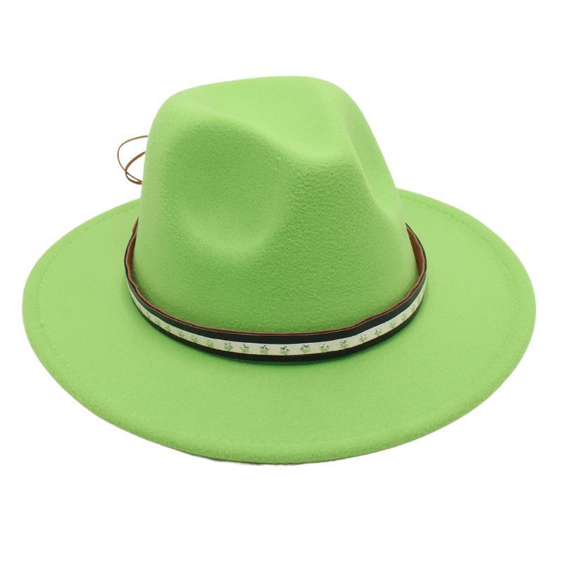 Foreign Trade Retro Top Hat Pentagram Jazz Hat Men'S And Women'S Felt Hat European And American Style Hat Woolen Hat Wool