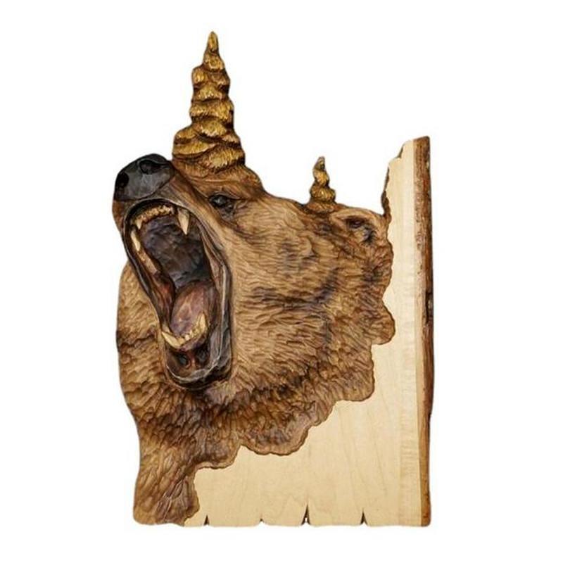 Animal Carving Handcraft Gift Wall Hanging Decor Handmade Wood Handicraft for Wild Nature Lover House Decoration