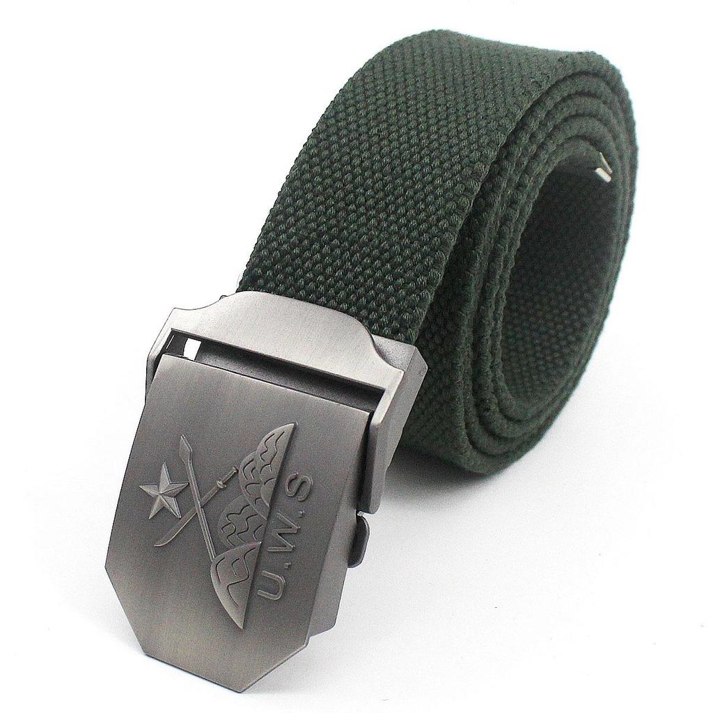 Men's Extra Thick Canvas Woven Belt, Polyester-Cotton Blend, Casual Style