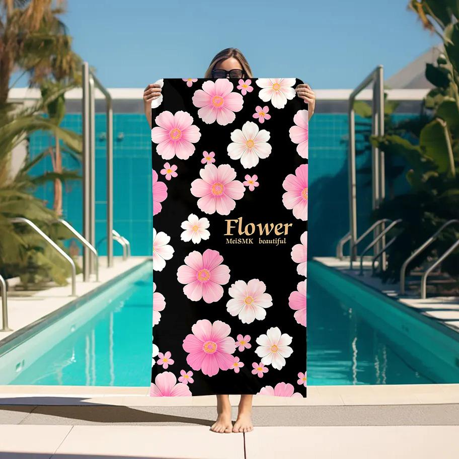 

Large Bath Towel Flowers Sauna Beach Towels Bathroom Accessories Personal Care Spa Quick Drying Towels For Home Gym Set Sports W40*H60(CM)