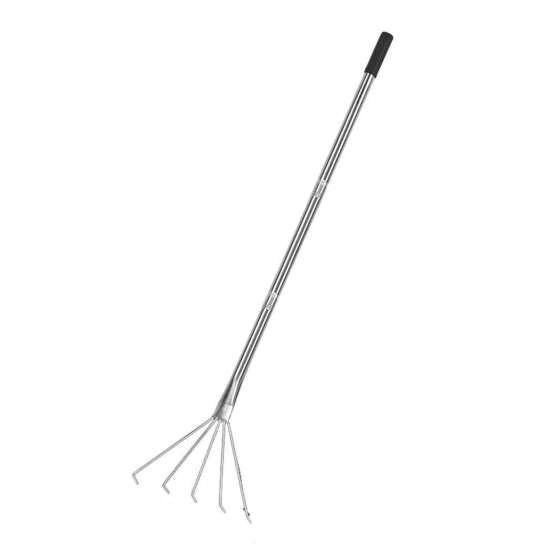 Handheld Weeding Rake Stainless Steel Hand Rake with 5 Teeth Heavy Duty Gardening Rake for Cultivating Loosening Soil Spreading Mulch
