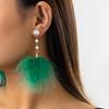 Ingemark Romantic Long Tassel Fluffy Feather Drop Earrings for Women Wed Elegant Boho Imitation Zircon Dangle Earring Y2K Zircon