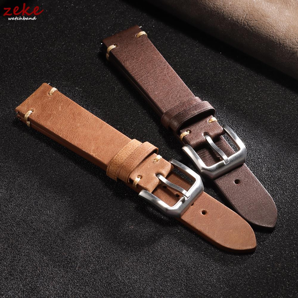 20/22mm Vintage Echtes Leder Uhrenarmband Nähte Rindsleder Uhrenarmband für Omega Uhren Handgelenkband Schnellverschluss Armband Gürtel