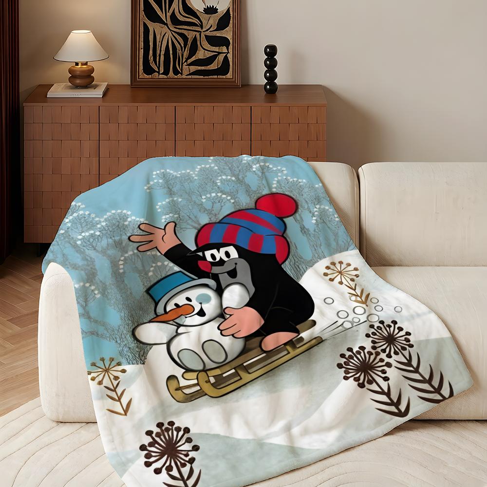 Cartoon T-The L-Little M-Mole Throw Flannel Throw Blanket, Lightweight Cozy, Durable Washable Cute Cool