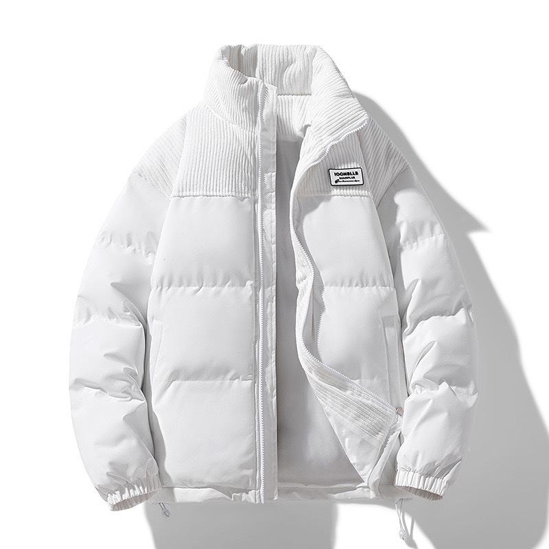 Winter new stand-up collar corduroy splicing cotton-padded clothes men's couple thickened windproof cotton clothes 