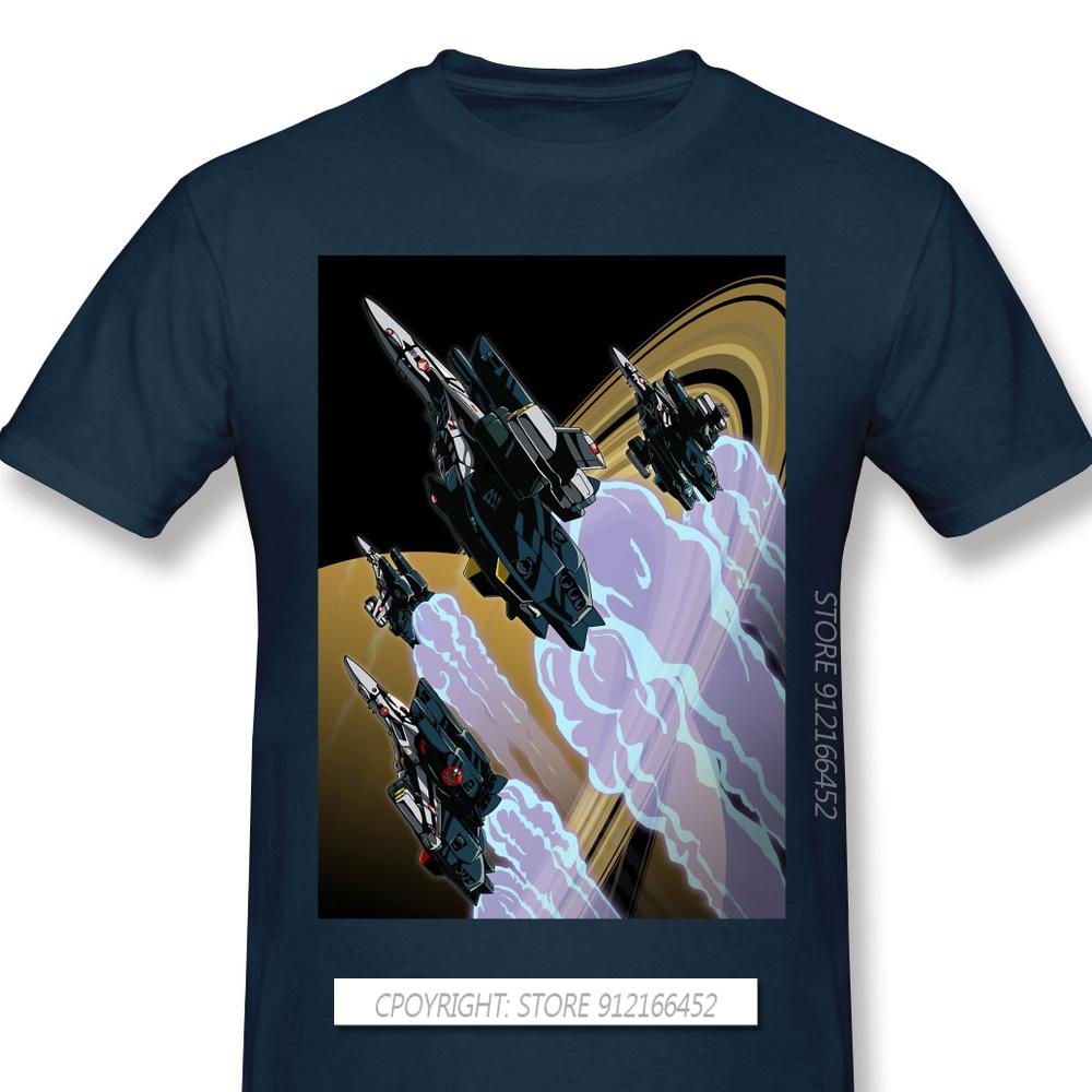 Skull Squadron TShirt Macross UN Spacy Variable Valkyrie Mecha Anime Homme T-Shirts Tee Pure Cotton Oversize Short Sleeve