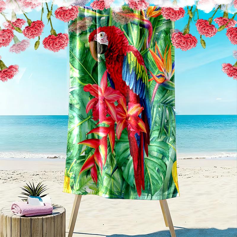 Tropical Parrot Print Beach Towel, Large Soft Quick Dry Towel for Beach Camping Swimming