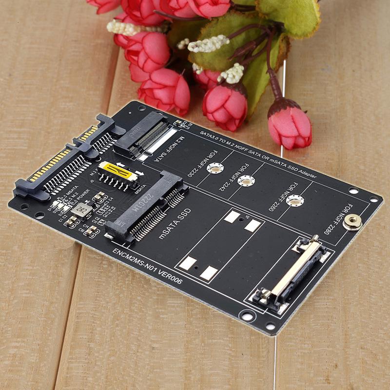 Tarjeta Adaptadora NGFF/MSATA a SATA3 para SSD M.2 KEY B-M a Interfaz 6G