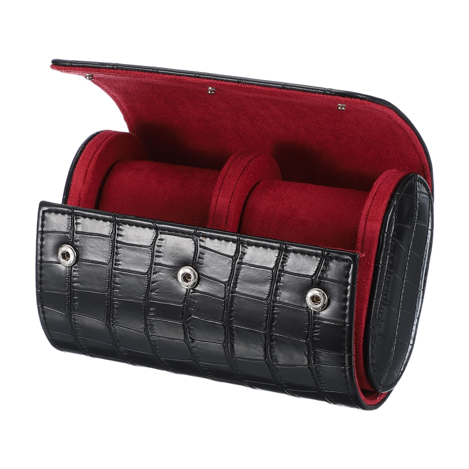 

uxcell [Watch Roll Travel Case 2 Slot Portable Leather Watch Case for Men and Women, Travel Watch Storage Organizer with Removable Pillow, Display