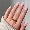 Hochwertige tragbare künstliche Nägel im Mandel-Nude-French-Stil – mittellange und lange Nagelspitzen