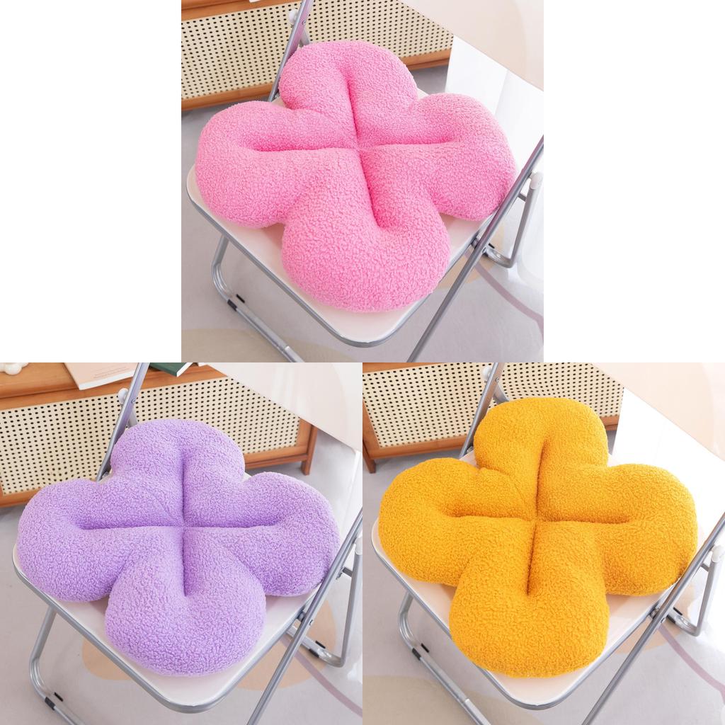 Four Leaf Clover Plush Seat Cushion With High Resilience Filling For Home And Office Comfort
