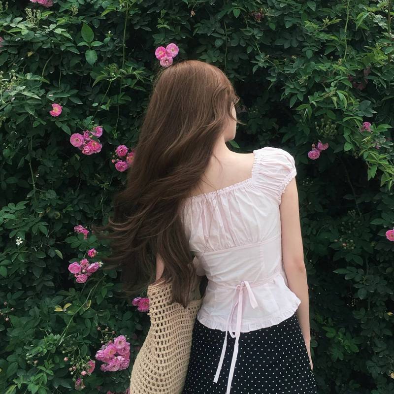 Summer Pink Shirt For Women With Puff Sleeves And Square Neck In Polyester Fabric Perfect For Casual Wear