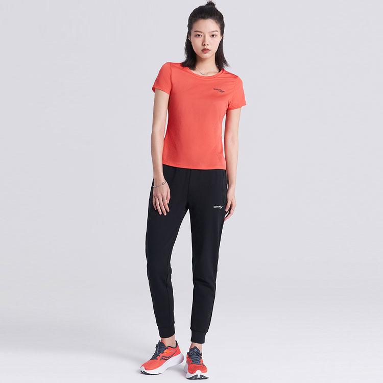 Saucony Logo Letter Print Comfortable Breathable Casual Long Pants Women bottoms Black SC1229022-1