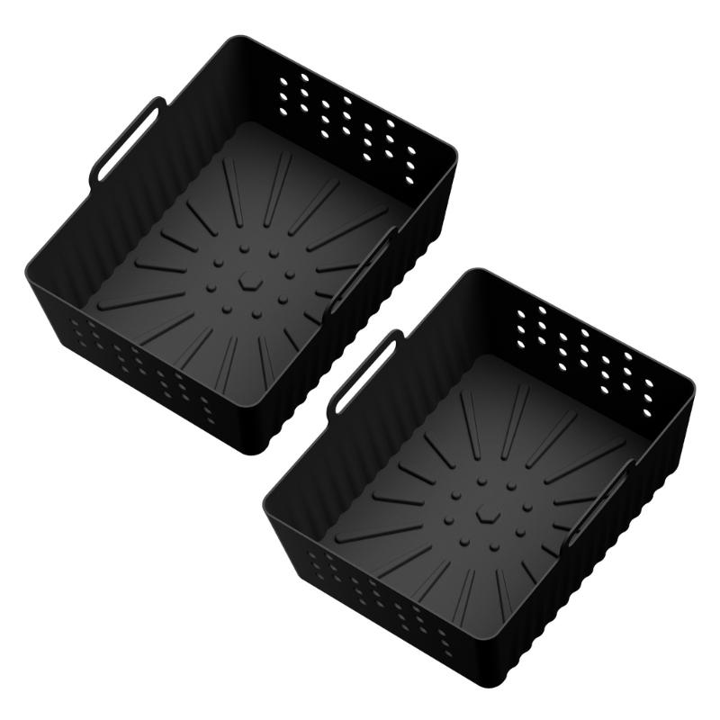 2Pack Silicone Liners Nonstick Air Fryer Cooking Mats Multifunctional Silicone Air Fryer Pads Silicone Air Fryer Tray чёрный
