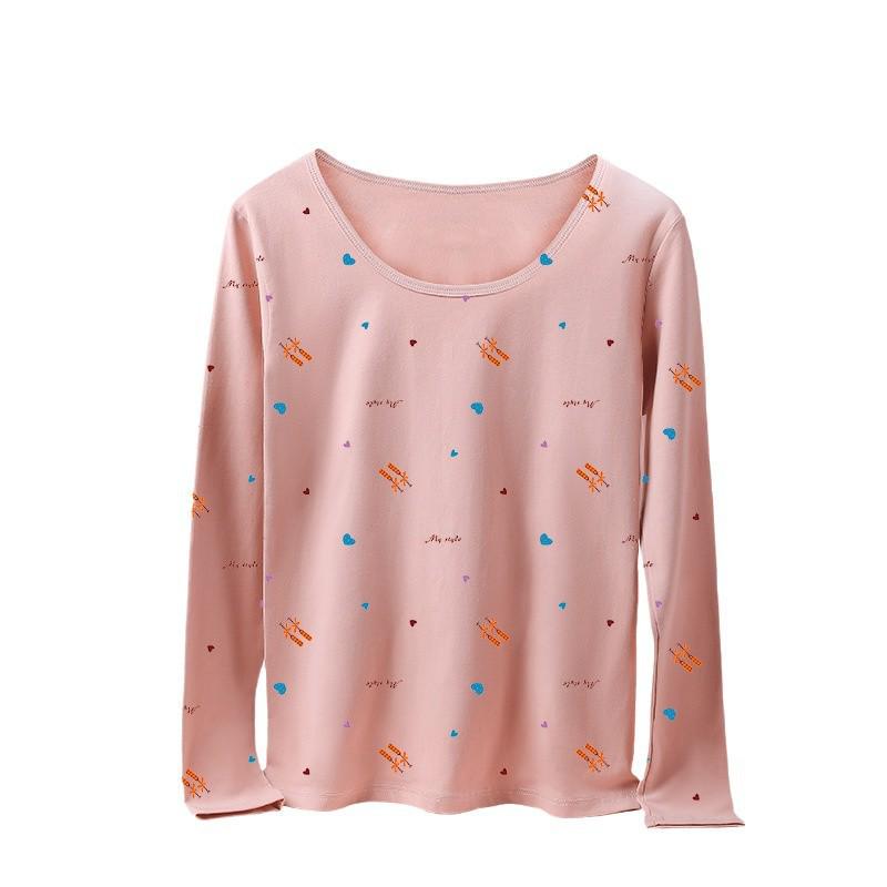 Damen Slim Fit Baumwoll-Unterwäscheset - Frisch & Niedlich Rundhals für Herbst/Winter