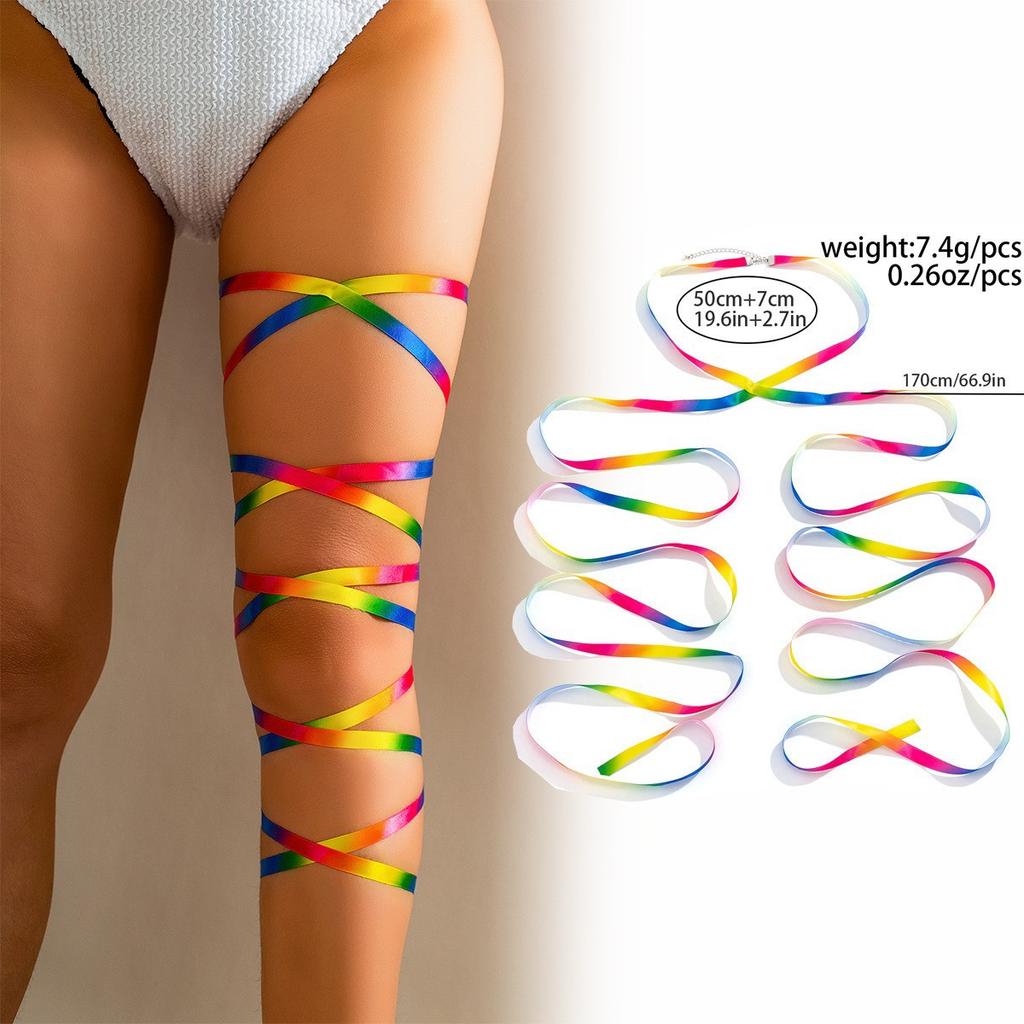 Sexy Harajuku Leg Chain Black Elastic Strap Leg Ring Personalized Multi-Layer Jk Leg Chain Female