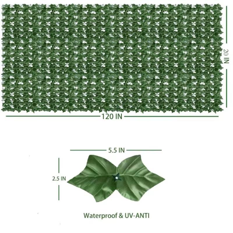 Artificial Ivy Hedge Green Leaf Fence Panels Faux Privacy Fence Screen for Home Outdoor Garden Balcony Decoration