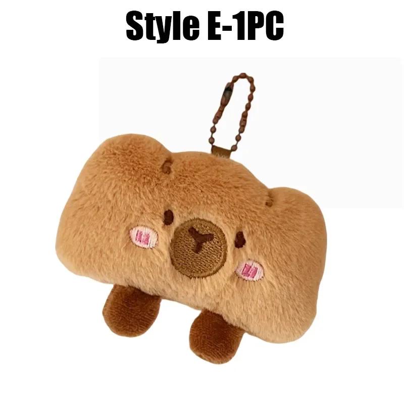 Cute Capybara Plush Keychain Kawaii Bread Charm Cartoon Animal Doll Soft Fluffy Foodie Decor Hanging Ornament for Girls Gifts