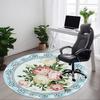 1pc Roses Floral Pattern Office Round Rug, Carpet for Office, Gaming, Lightweight Round Floor Mat Yy260208027
