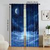 2 pcs   versatile polyester transparent curtains for home decoration Night Sky & Snow Scene for use in bedrooms and living rooms