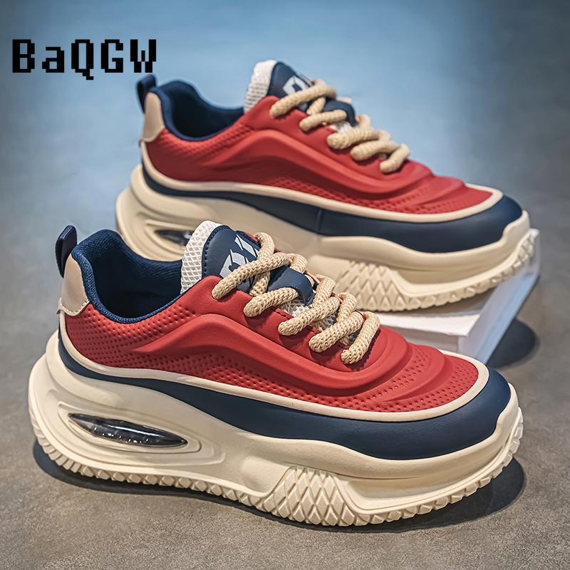 Chunky Sneakers Mens Designer Board Shoes Fashion Casual Microfiber Leather Fabric Breathable Increased Internal Platform Shoes