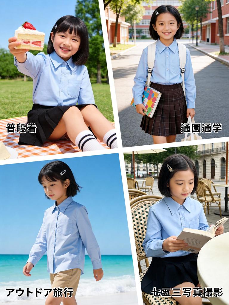 Lolanta Kids' Girls' Formal Shirt, Long Sleeve, School Shirt, Dress Shirt, Blouse with Pocket, Light Blue, Size 160