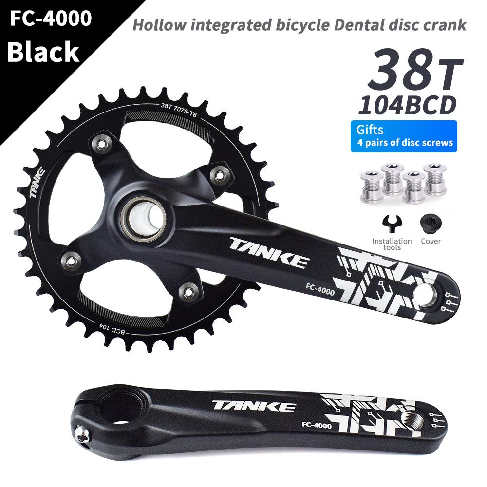 TANKE Crankset 170MM Bicycle Chainring Hollow Integrated Crankset 104 BCD Narrow Wide Bike MTB Crown  Square Hole Sprocket Crank