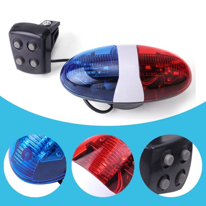 Biciclette Polizia Suono Luce 6 LED 4 Tono Tromba per Bicicletta Tromba Elettronica Sirena Lampada per Ciclismo Luce LED per Bicicletta