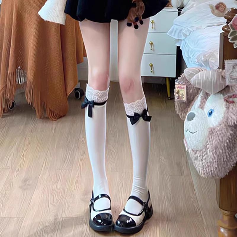 2025 Sladká Lolita Mašle Krajkový Lem Ponožky do Poloviny Lýtka