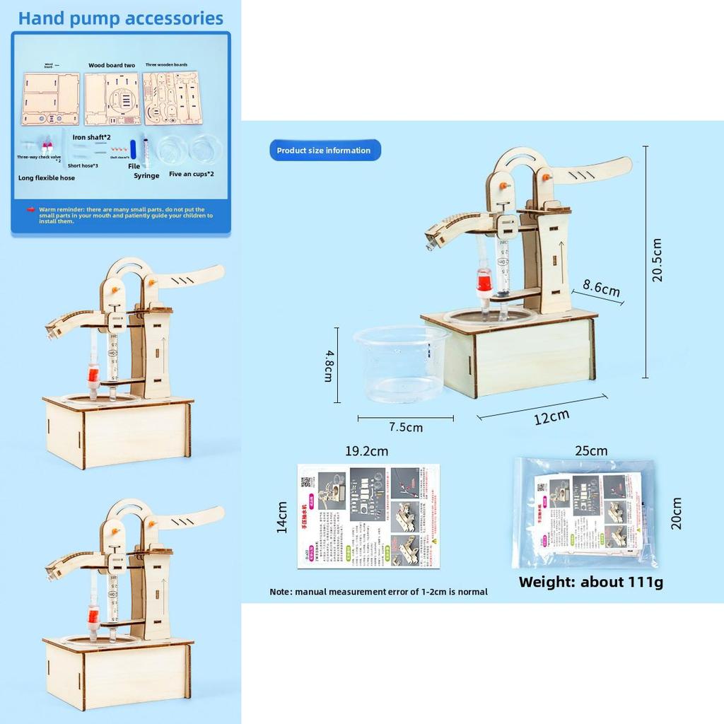 Simulated Wooden Pumping Water Machine Assembly Model Children Puzzle Toy Set For Learning