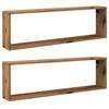 Cube Wall Shelves 2 pcs Rustic Wood Look 100 x 15 x 30 cm Particleboard