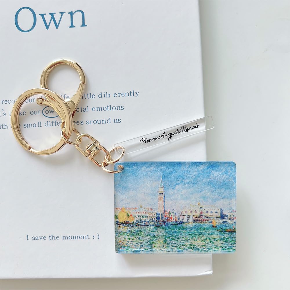 [ONLYOU] Stilvoller und süßer Schlüsselanhänger, Anhänger, Taschenanhänger, einfacher Acrylspiegel, Malerei, berühmtes Gemälde, Illustration, Dogenpalast Venedig, Pierre