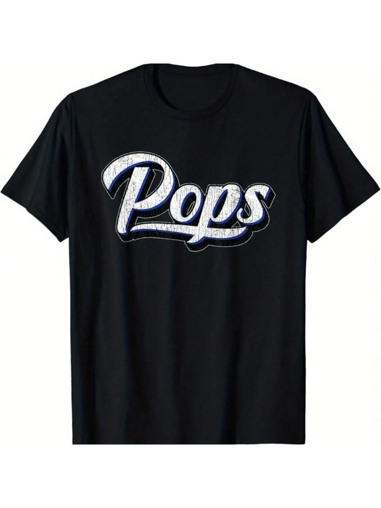 

100% Cotton Pops Men039;s T-Shirt Stylish Black Casual Tee with 034;POPS034; Unisex T-Shirt L
