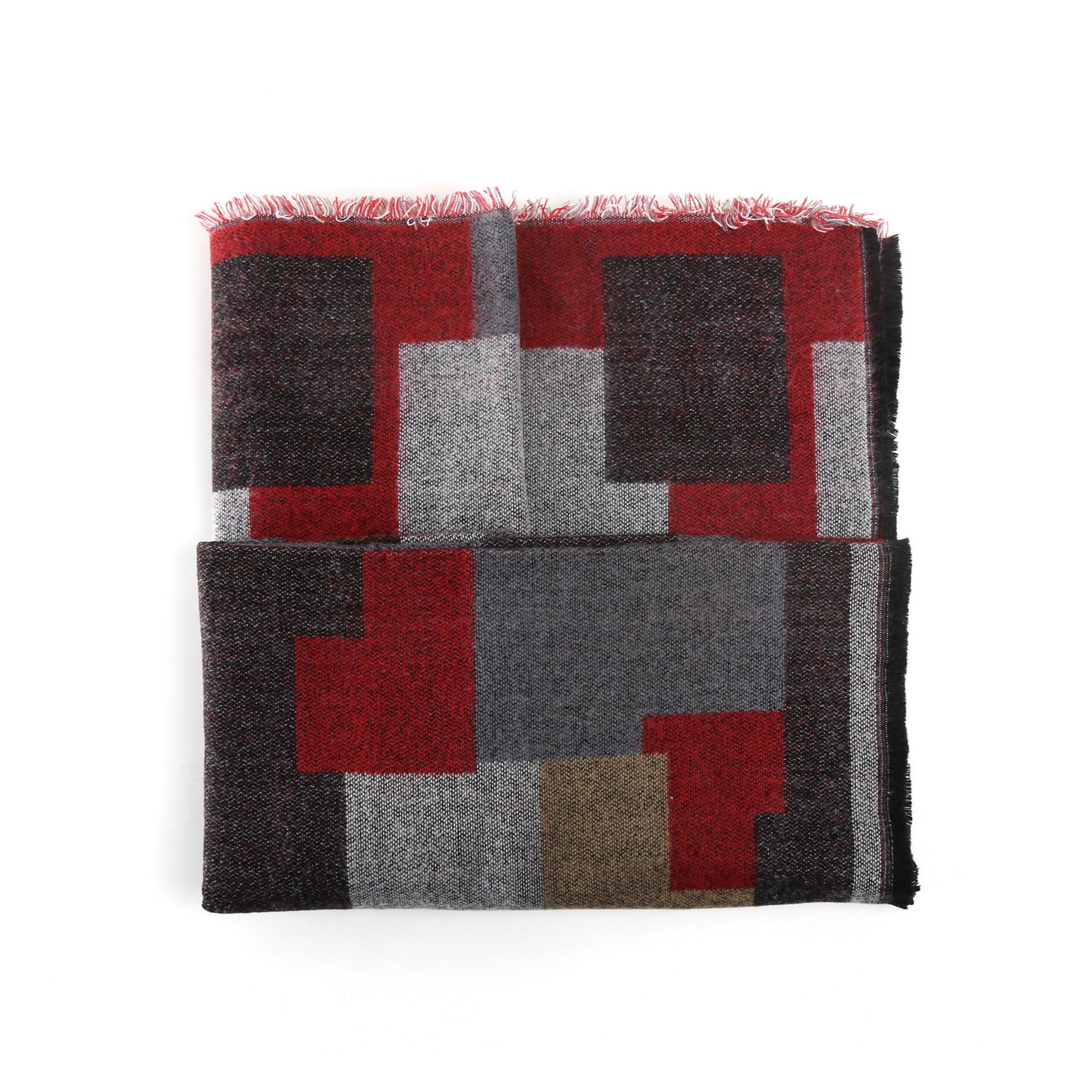 

Осенние и зимние модели, модный геометрический квадратный шарф в тон, теплая шаль из искусственного кашемира, женская модель двойного назначения 150*140cm бордовый